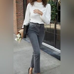 Express Slim High Rise Jeans Gray Embellished Beaded Jeans Size 8